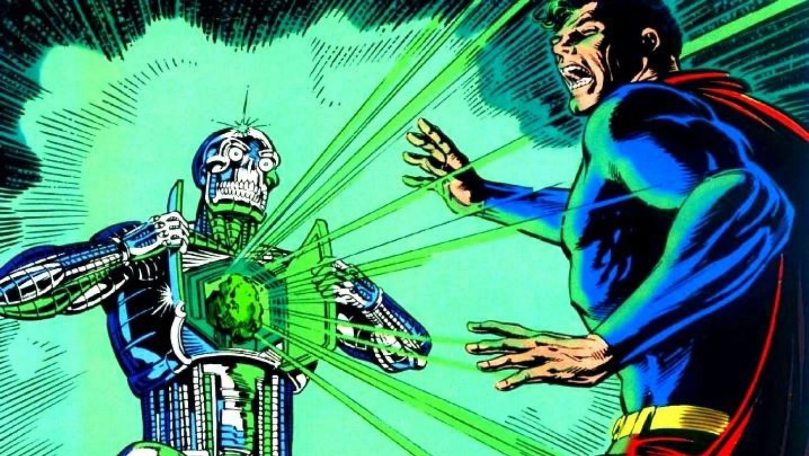 The Man of Tomorrow weakened by Metallo's kryptonite heart and struggling to fight while his body is malfunctioning (image via DC Comics)